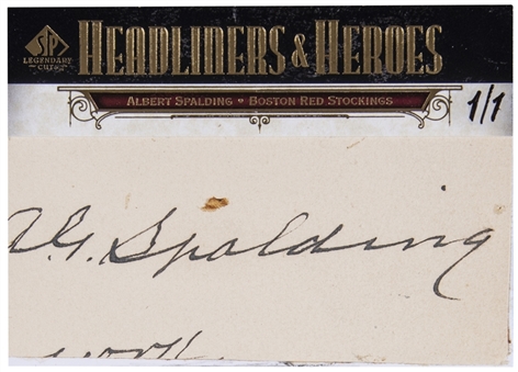2008 UD "Legendary Cuts Baseball" #HH-AS Albert Spaulding Cut Signature Card (#1/1)